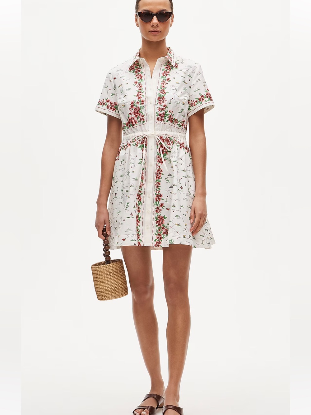 NWT J. Crew Cerise mini shirt-dress in map-print cotton poplin Size 6